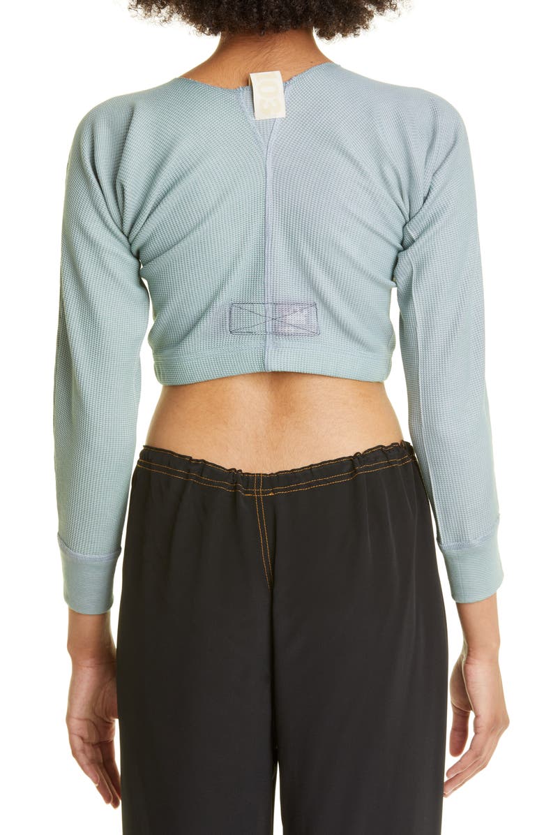 SC103 Gate Crop Thermal Knit Long Sleeve Cotton Top, Alternate, color,