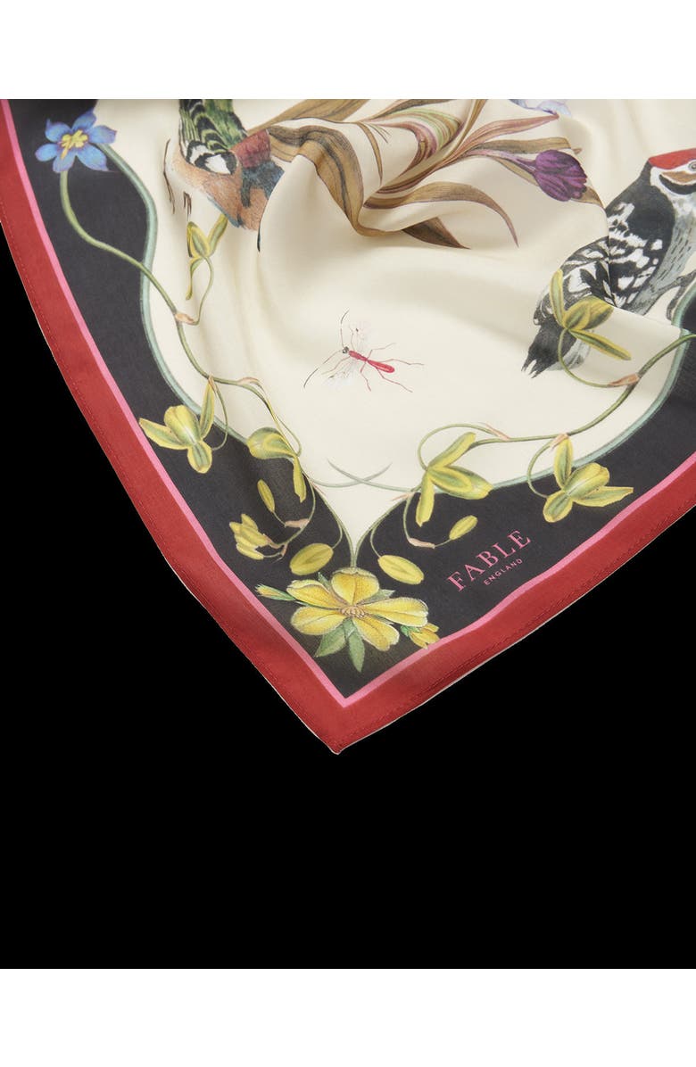 Fable England Ivory Wonderland Scene Square Scarf, Alternate, color, Cream & Black