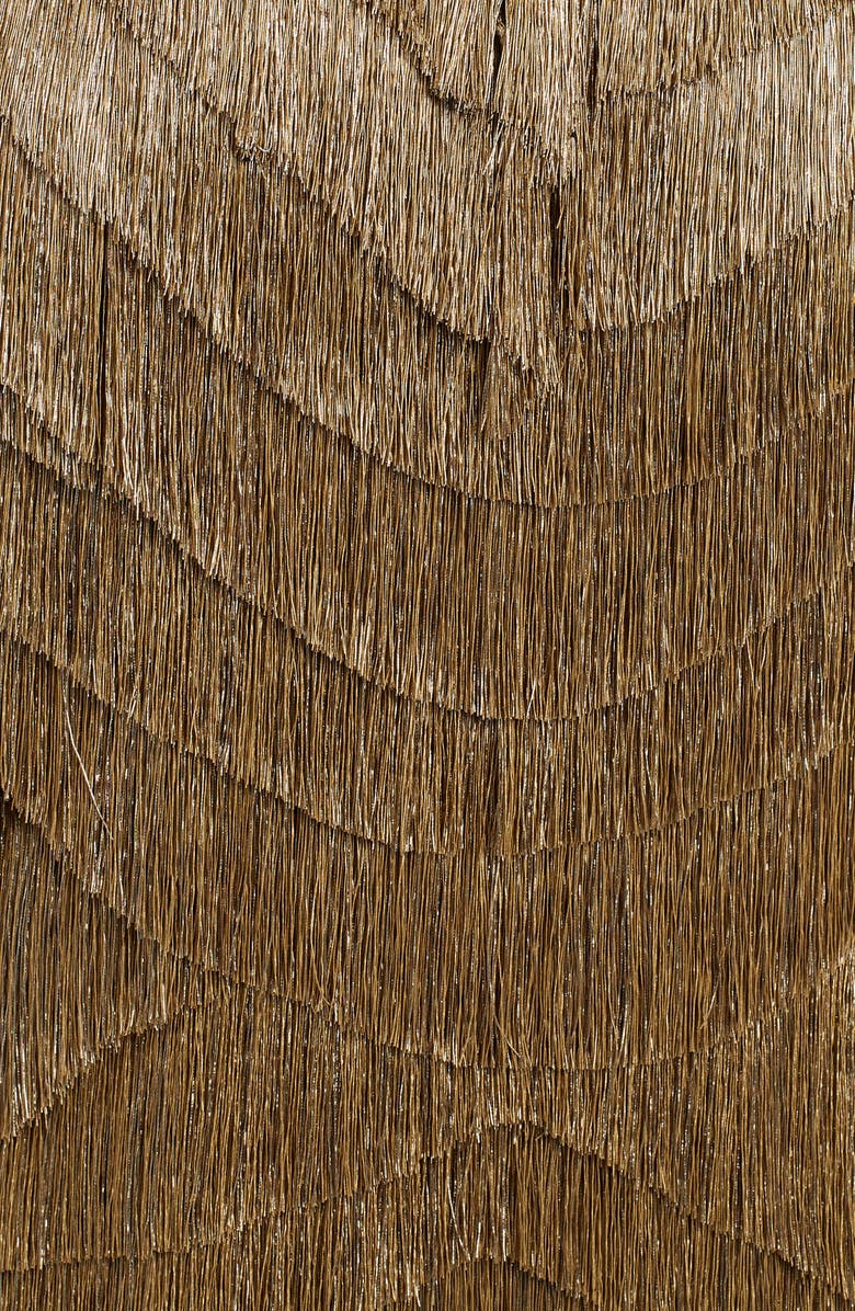 Dolce&Gabbana Metallic Fringe Stretch Silk Midi Skirt, Alternate, color, 