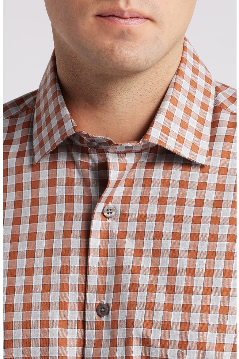 Exploded Check Mélange Button-Up Shirt, Alternate, color, AUBURN