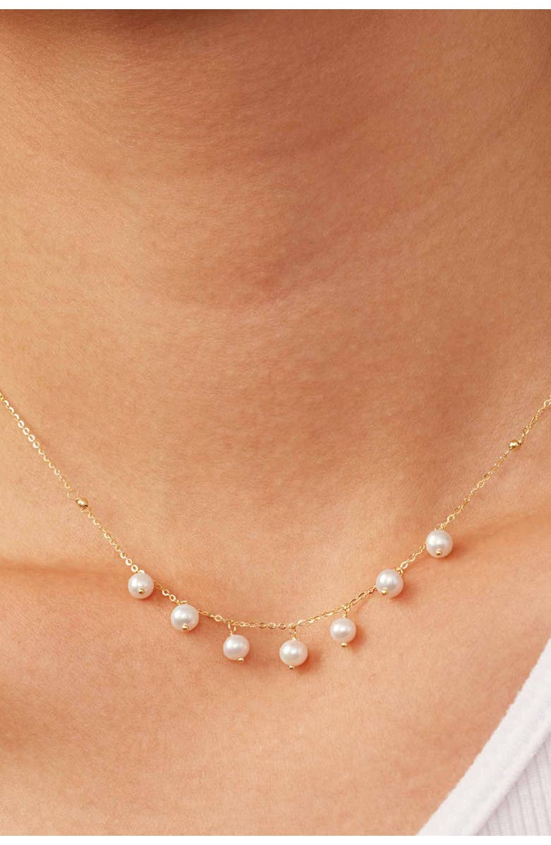 Oradina 14K Yellow Gold Pearl Girl Station Necklace, Alternate, color, Yellow Gold