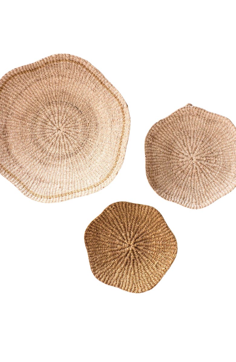 LIKHA Scallop Edge Wall Basket, Alternate, color, Natural + Brown