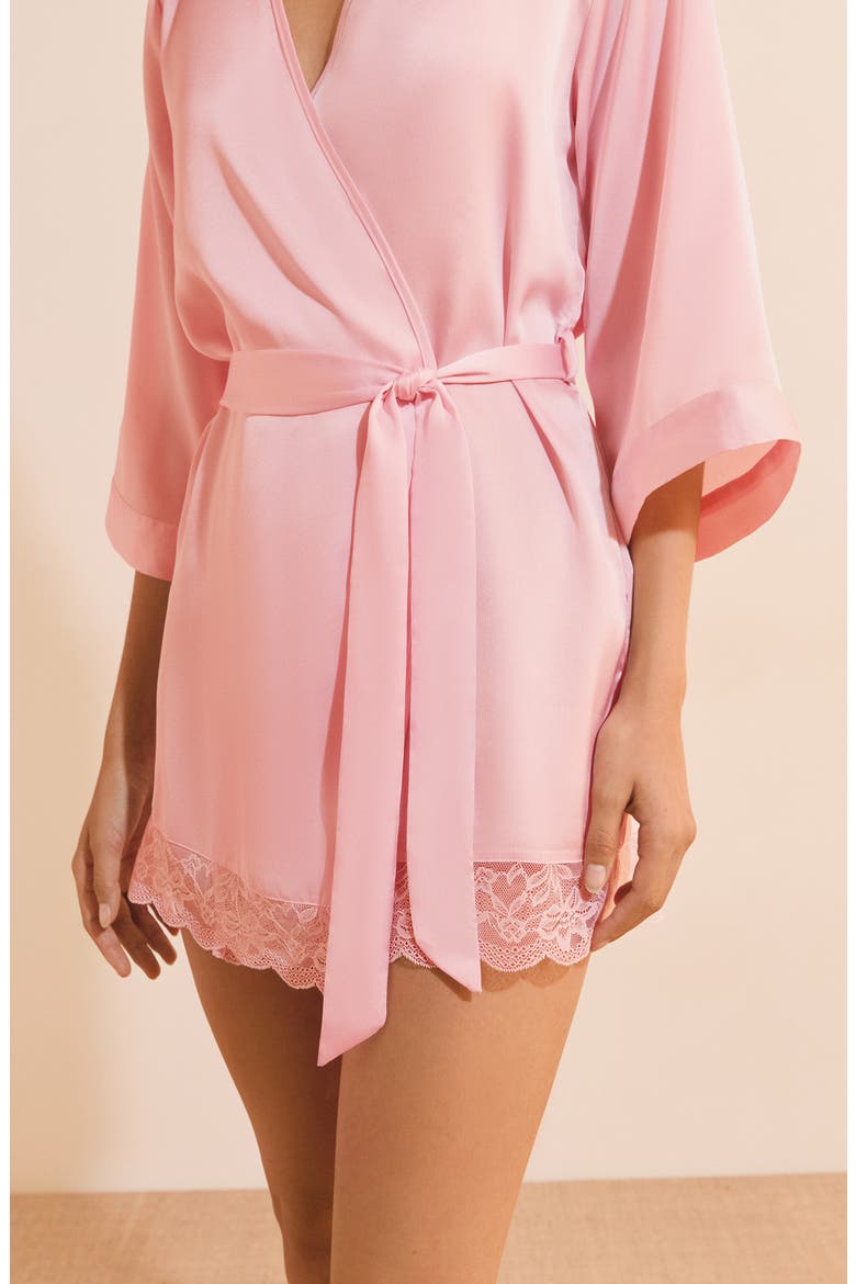Desire Satin Robe, Alternate, color, PINK