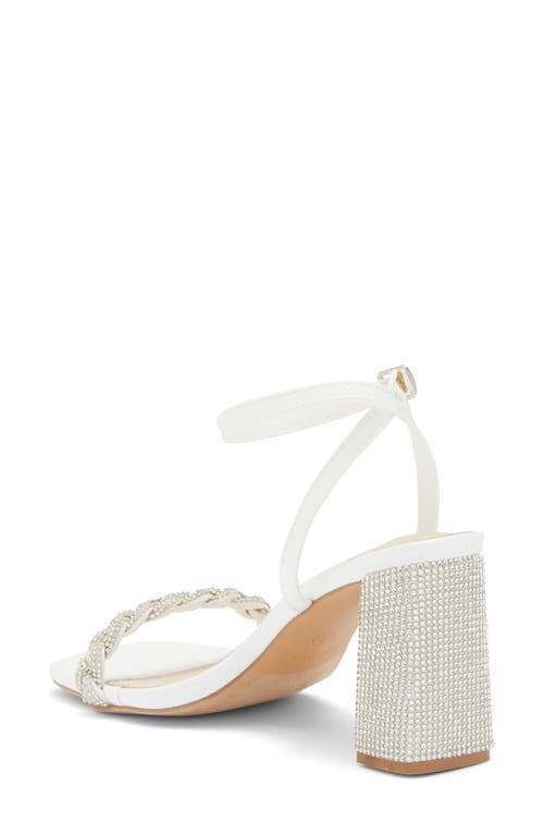Top Guy Shoes Rhinestone Ankle Strap Sandal In White