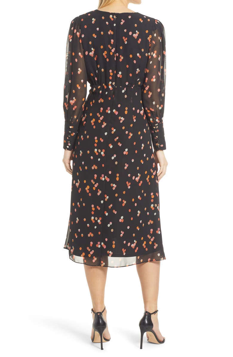 Julia Jordan Dot Long Sleeve Chiffon Midi Dress, Alternate, color,