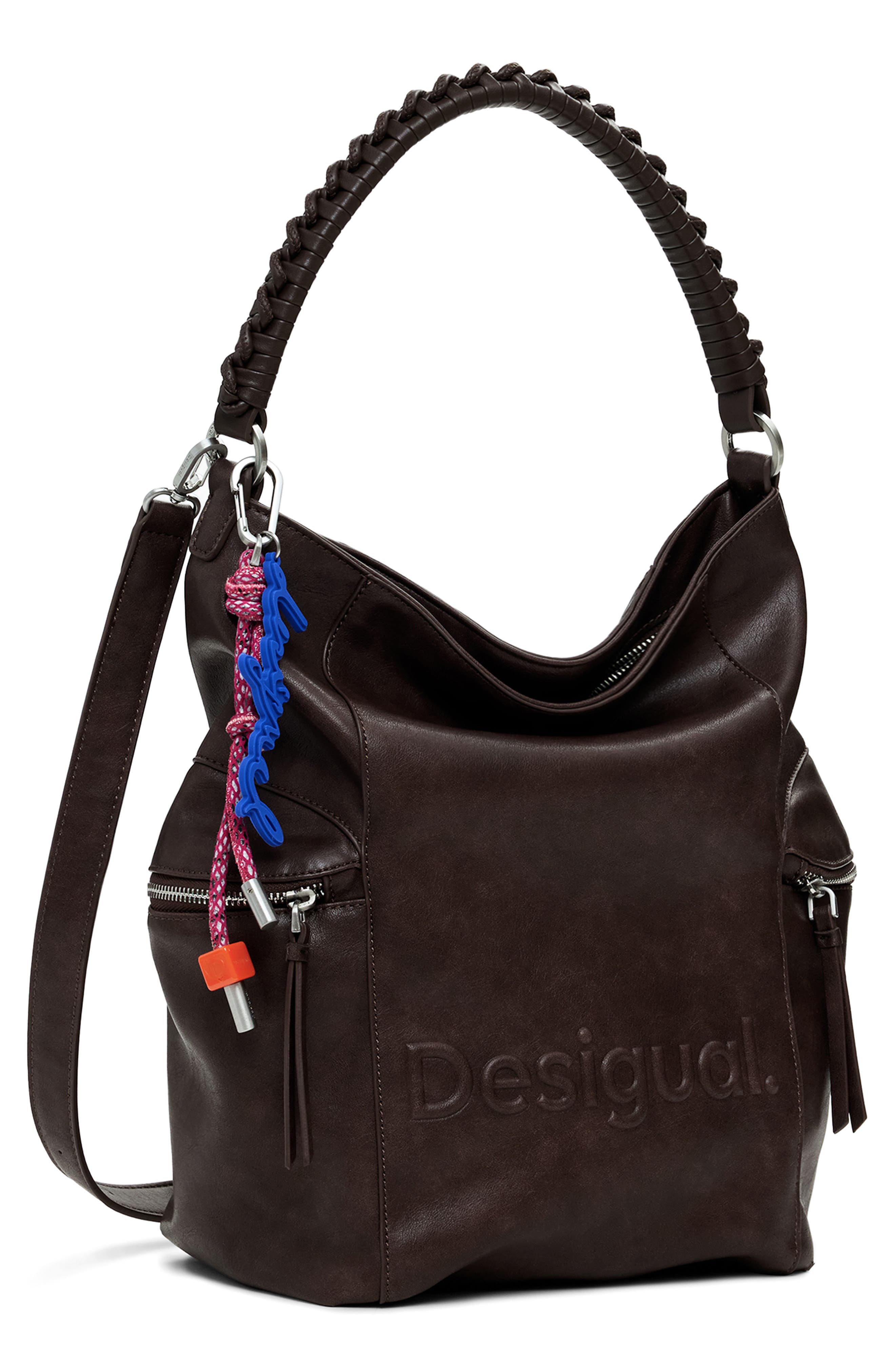 Desigual Big Faux Leather Backpack, Alternate, color, Dark Brown