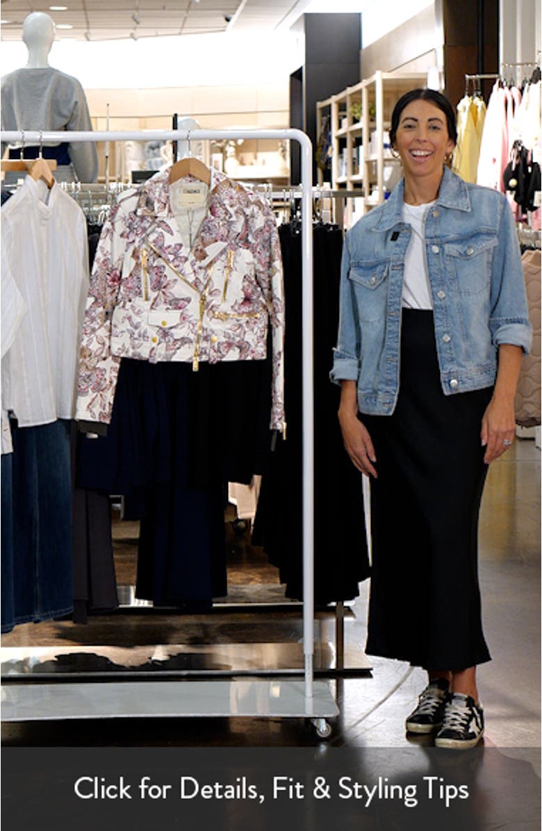 Blakely Butterfly Leopard Print Crop Leather Biker Jacket, sales video thumbnail