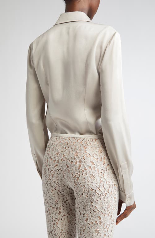 Michael Kors Collection Hansen Charmeuse Button-up Shirt In White