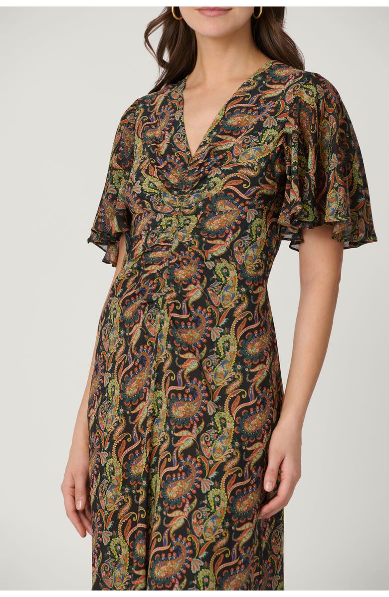 Shoshanna Drew Stony Point Paisley Dress, Alternate, color, Jet/Teal/Rust Multi