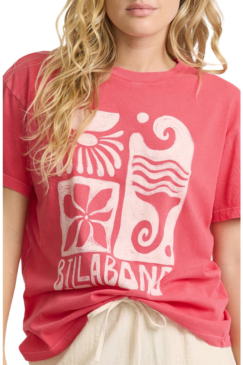 Waves and Flowers Cotton Graphic T-Shirt, Alternate, color, ROUGE RED