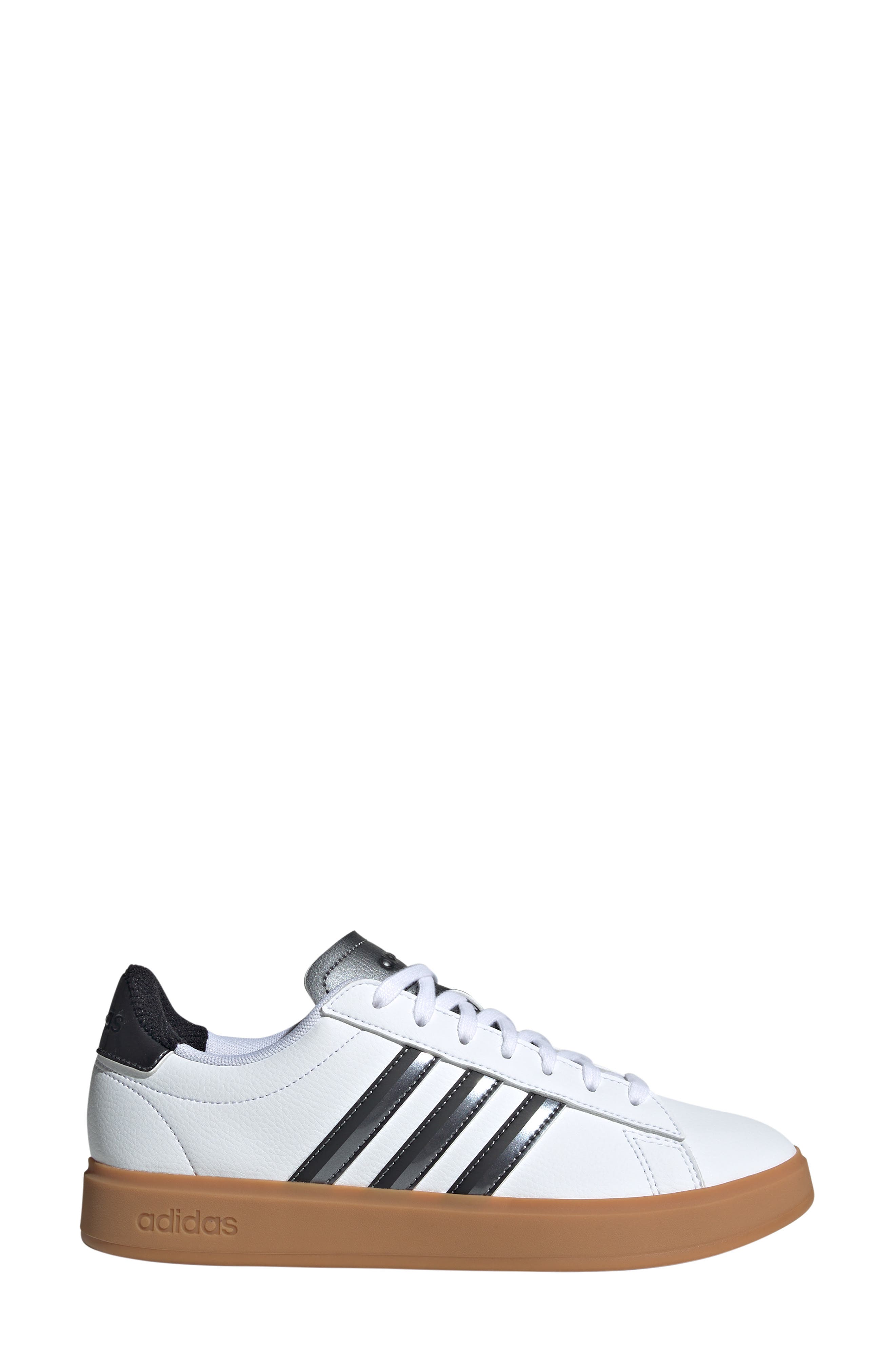 adidas Grand Court 2.0 Sneaker, Alternate, color, White/ Iron Metallic/ Black