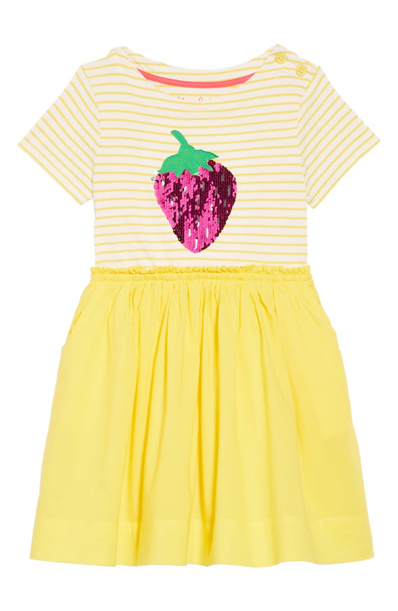 Mini Boden Color Change Sequin Strawberry Dress, Main, color, 