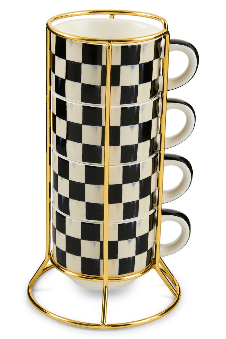 Courtly Check 5-Piece Cappuccino Cup Set, Alternate, color, BLACK