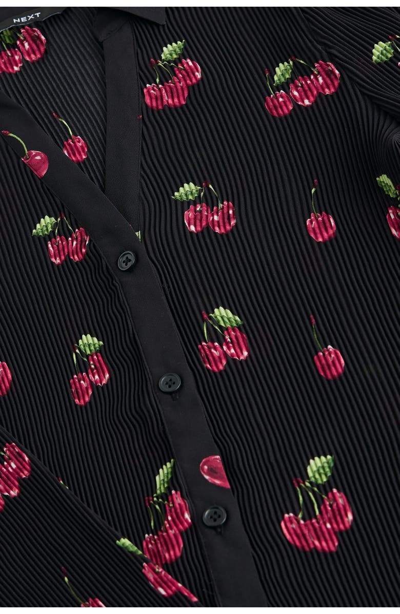 NEXT Cherry Print Plissé Shirt, Alternate, color, Black