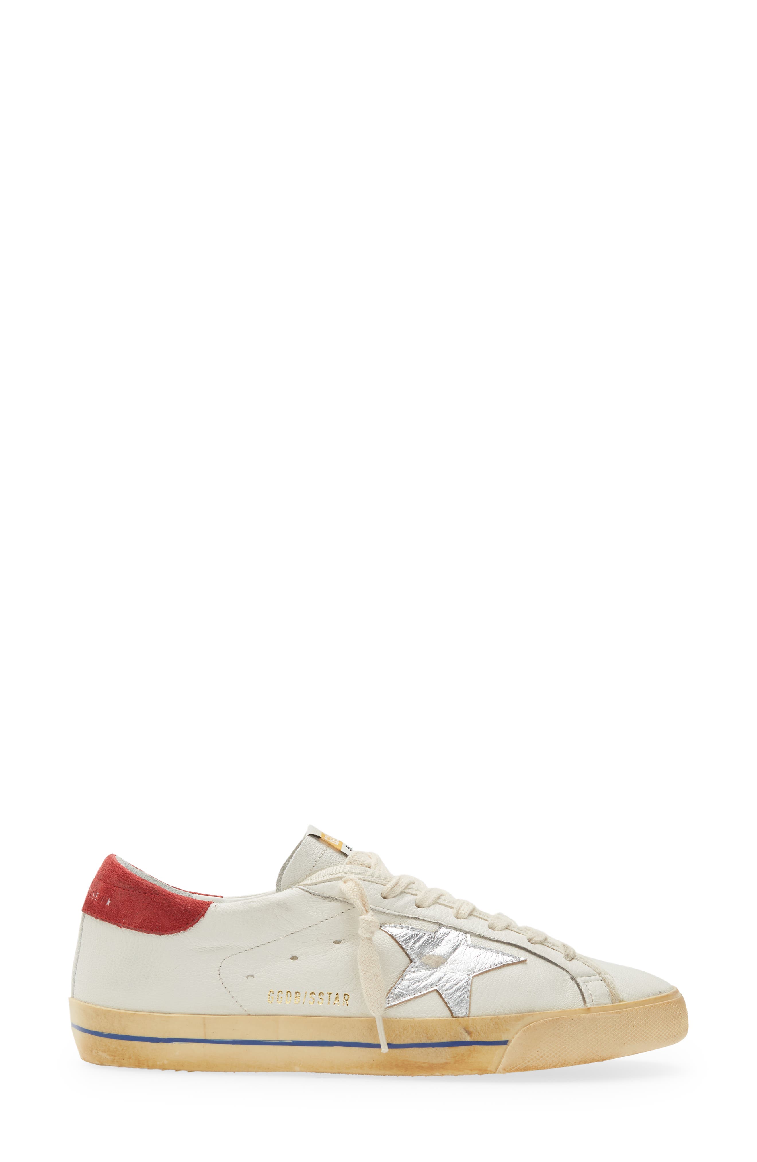 Super-Star Low Top Sneaker, Alternate, color, WHITE/ SILVER/ RED