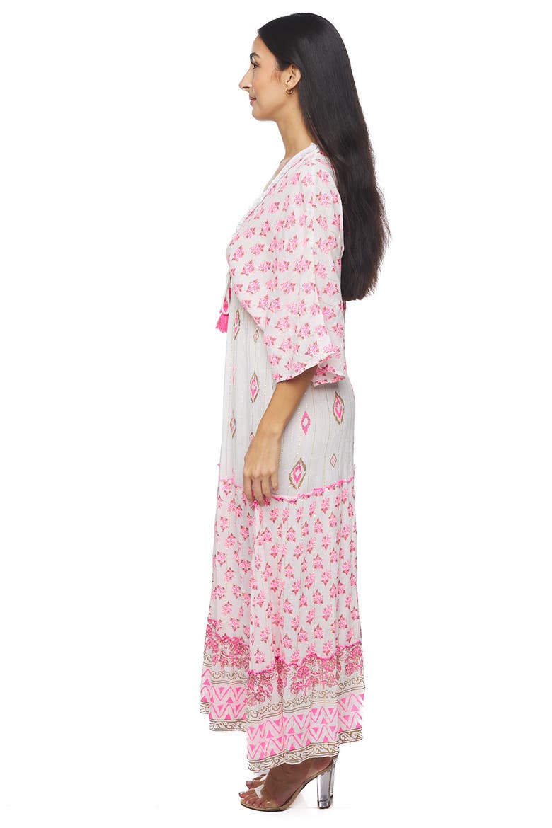 Plunge Three-Quarter Sleeve Maxi Dress, Alternate, color, PINK