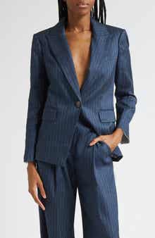 Veronica Beard Obie Pinstripe Linen Blend Dickey Jacket