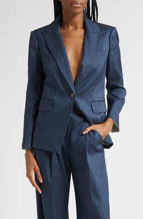 Veronica Beard Obie Pinstripe Linen Blend Dickey Jacket