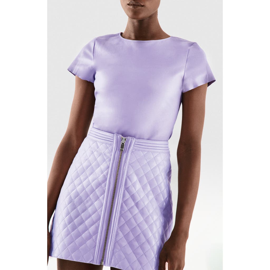 As By Df Brando Stretch Leather Tee In Pastel Lilac