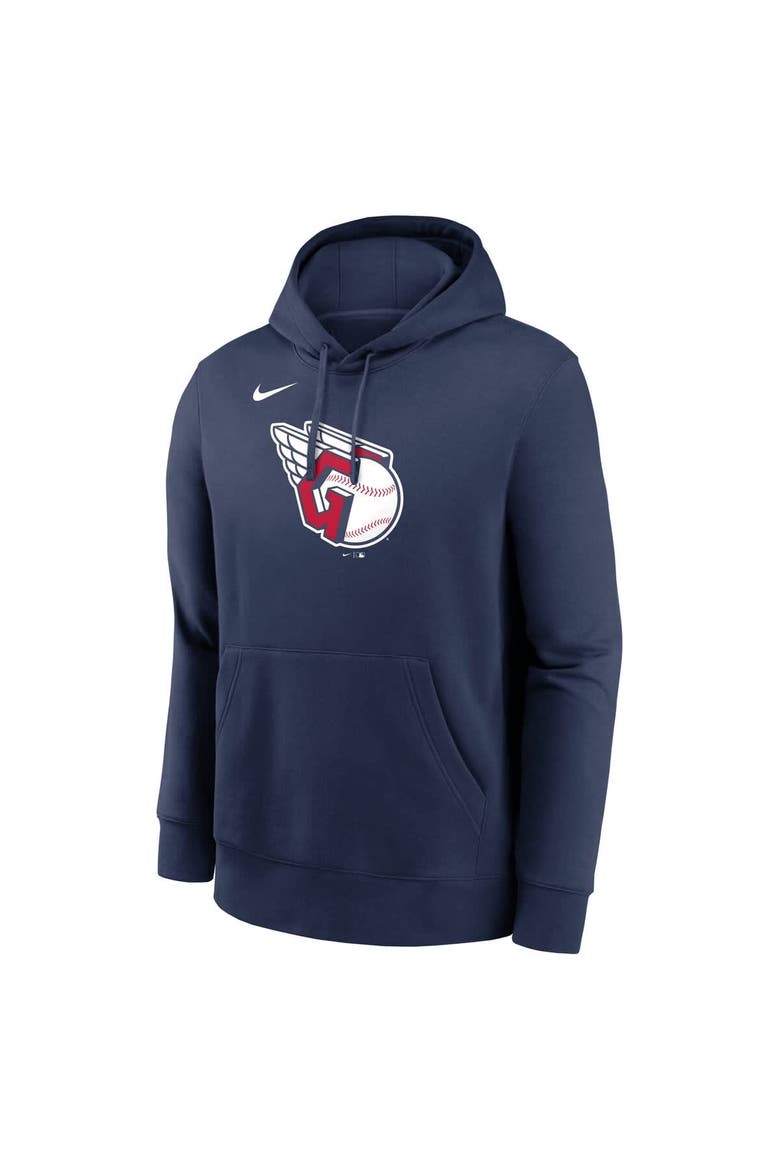 Men's Nike Navy Cleveland Guardians Logo Club Fleece Pullover Hoodie, Alternate, color, Navy