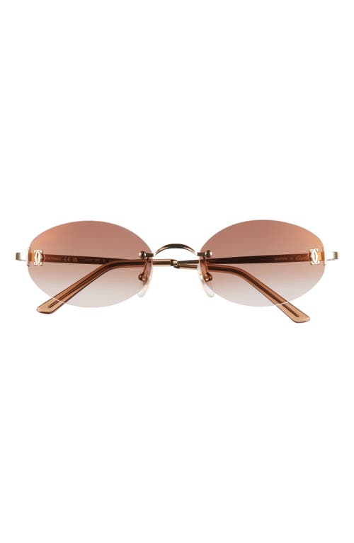 Cartier 55mm Rimless Oval Polarized Sunglasses In Gold