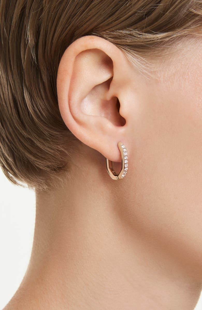 Swarovski Dextera Crystal Hoop Earrings, Alternate, color, Rose Gold/ White