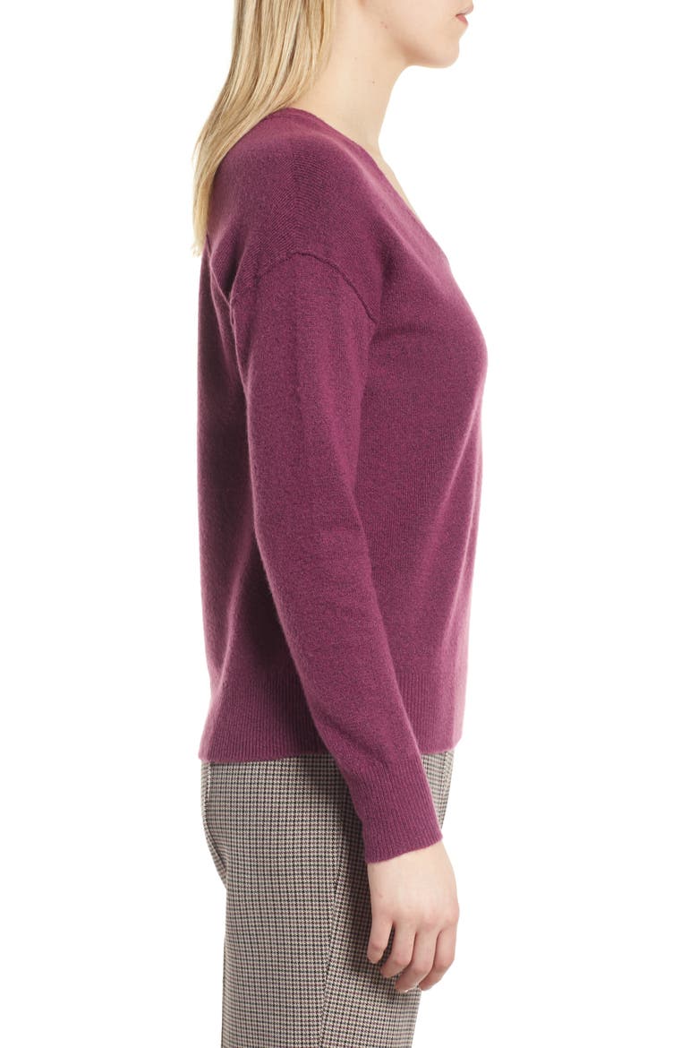 V-Neck Sweater, Alternate, color, PURPLE CABBAGE