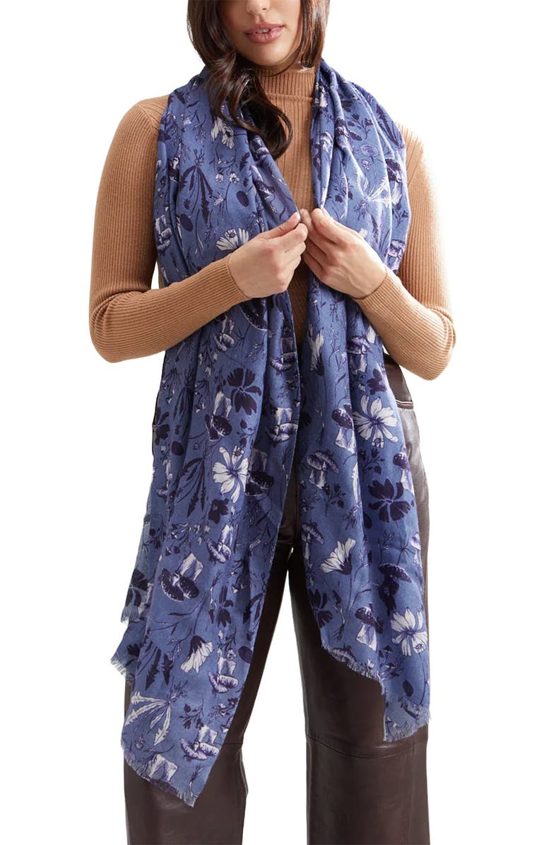 Lily and Lionel London Sorella Floral Printed Scarf, Main, color, Blue