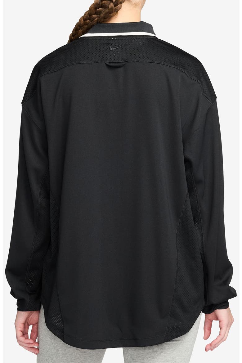 Sportswear Oversize Long Sleeve Jersey Button-Up Shirt, Alternate, color, 010 BLACK/BLACK