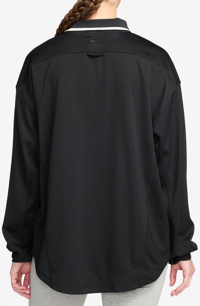 Nike Sportswear Oversize Long Sleeve Jersey Button-Up Shirt, Alternate, color, 010 Black/Black