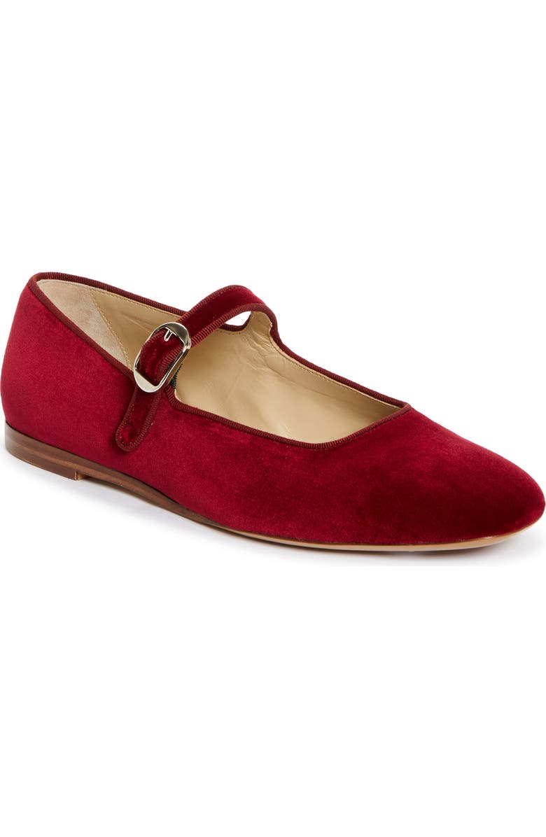 Le Monde Beryl Velveteen Mary Jane Flat, Main, color, 040 Berry