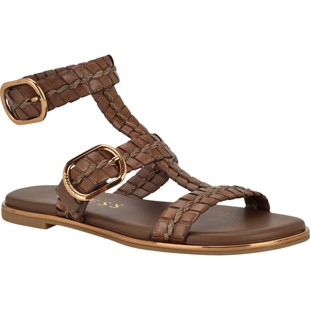 GUESS Lylnet Ankle Strap Sandal in Dark Brown at Nordstrom, Size 5