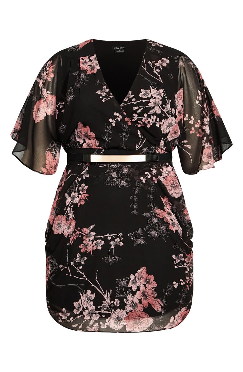 City Chic Floral Print Dress, Alternate, color, 