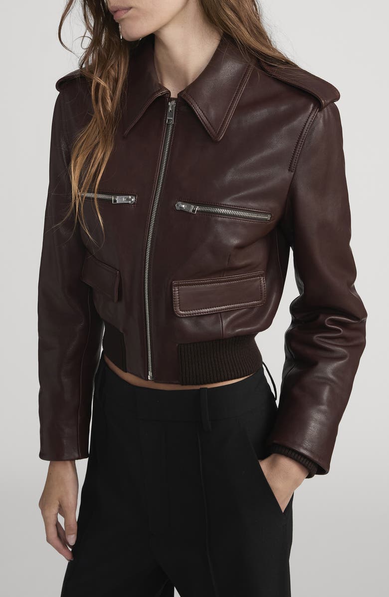 FRAME The Aviator Leather Jacket, Alternate, color, Americano