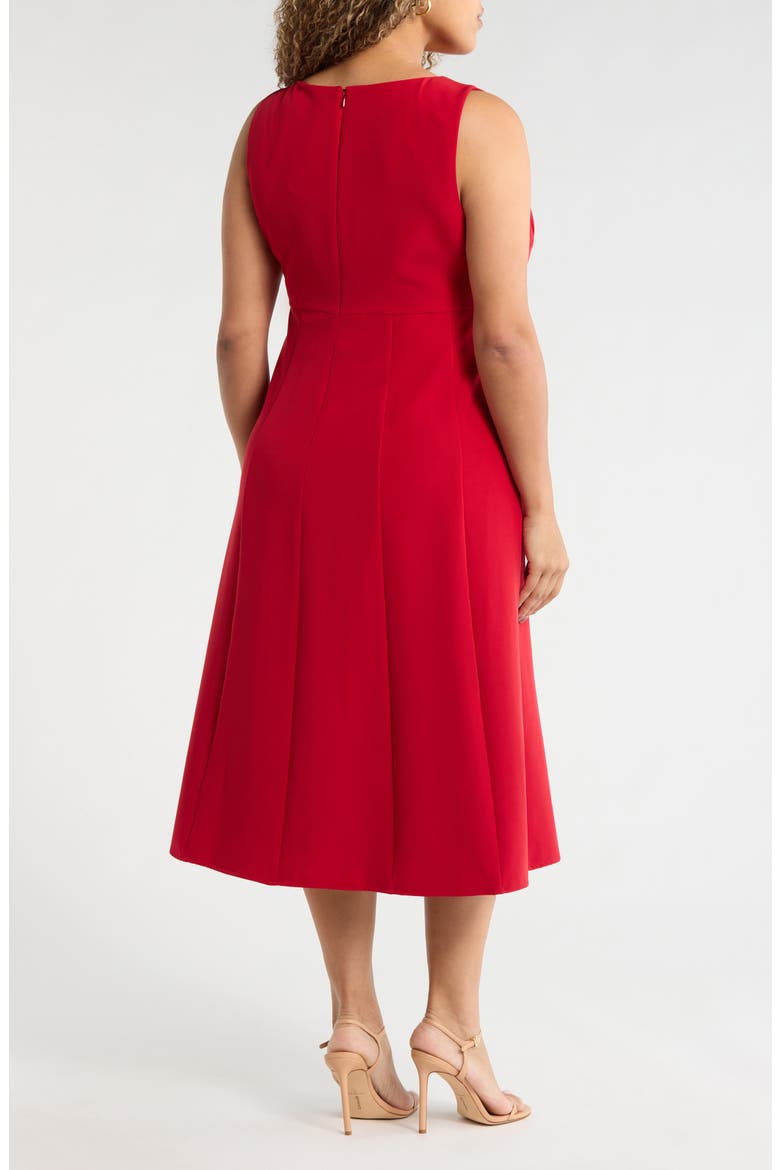 Bateau Neck Seamed Midi Dress, Alternate, color, RED EMBOLDENED