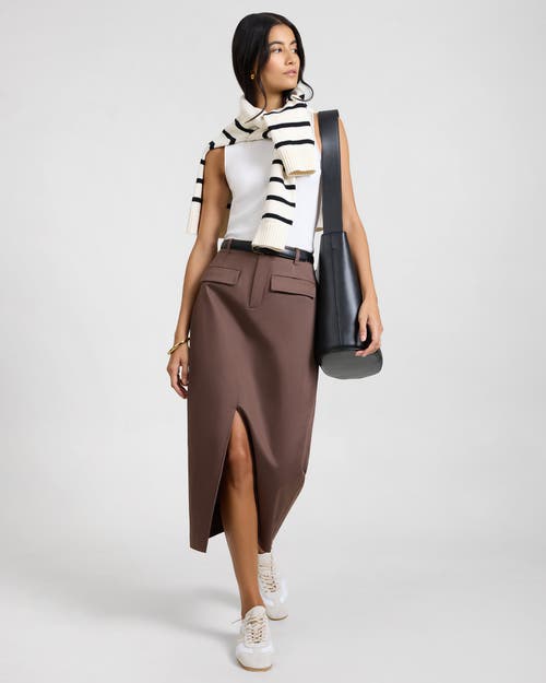 Onia Front Slit Midi Skirt In Brown