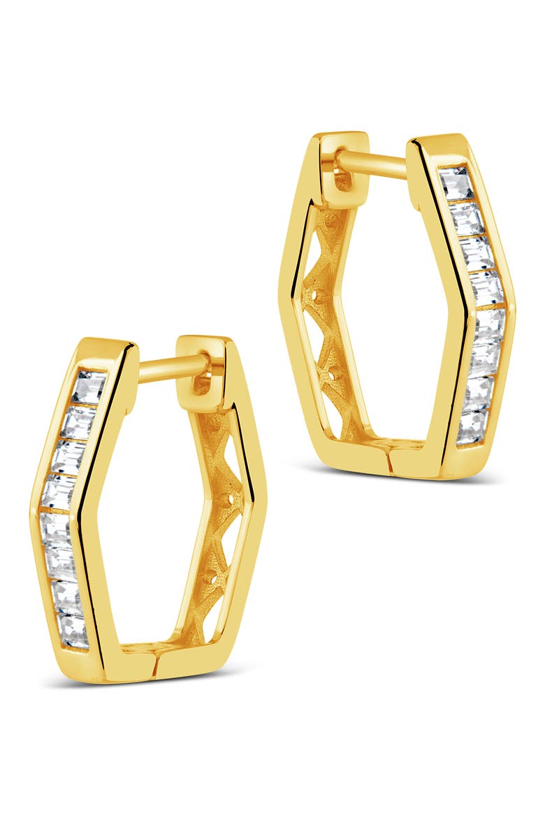 CZ Pavé Geometric Hoop Earrings, Alternate, color, GOLD