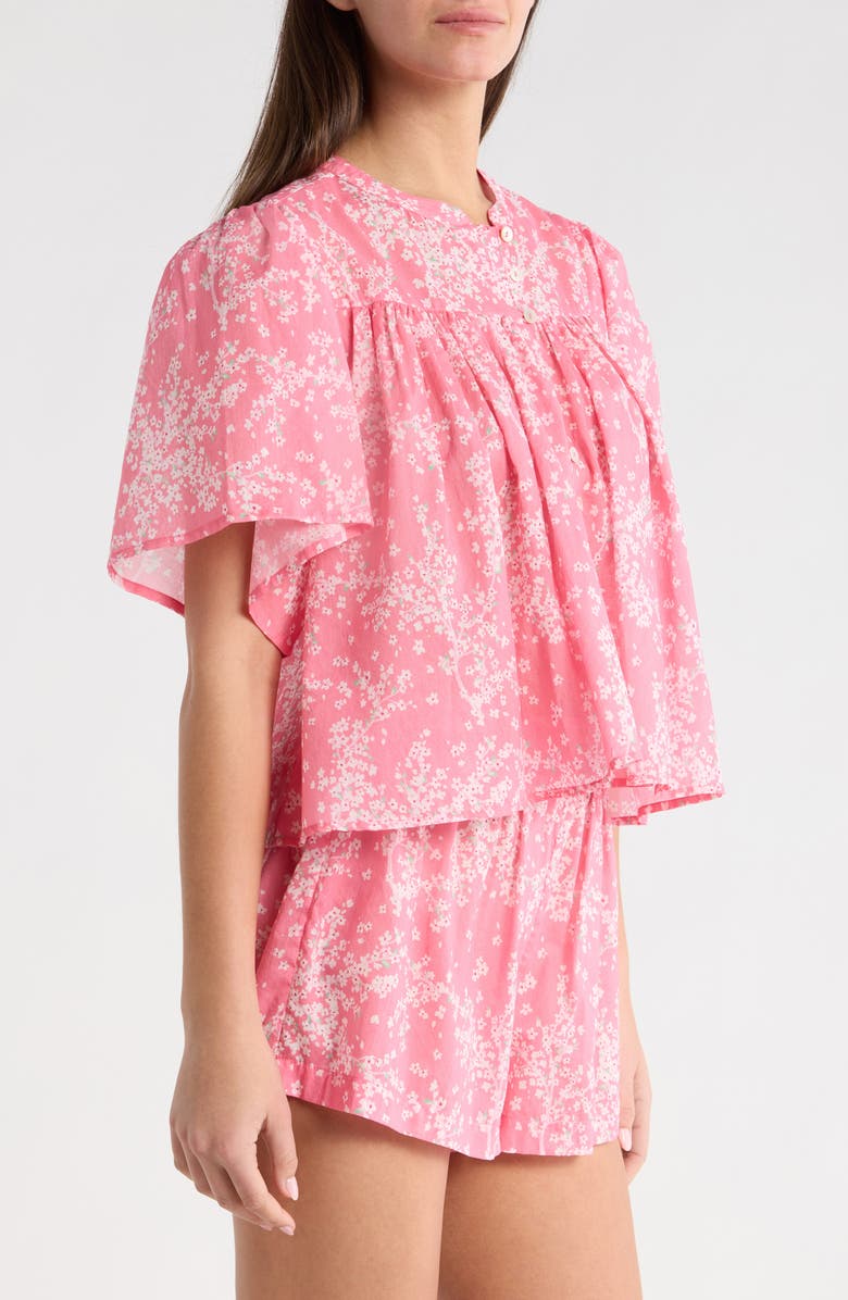 Papinelle Cheri Blossom Cotton Sateen Short Pajamas, Alternate, color, Pink Lemonade