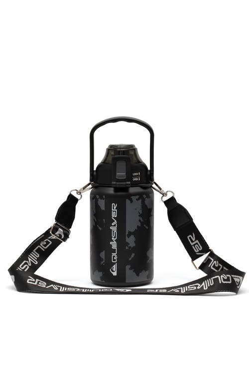 Quiksilver Ventura Double Walled Insulated 30oz Stainless Steel Tumbler With Cross Body Strap In Black