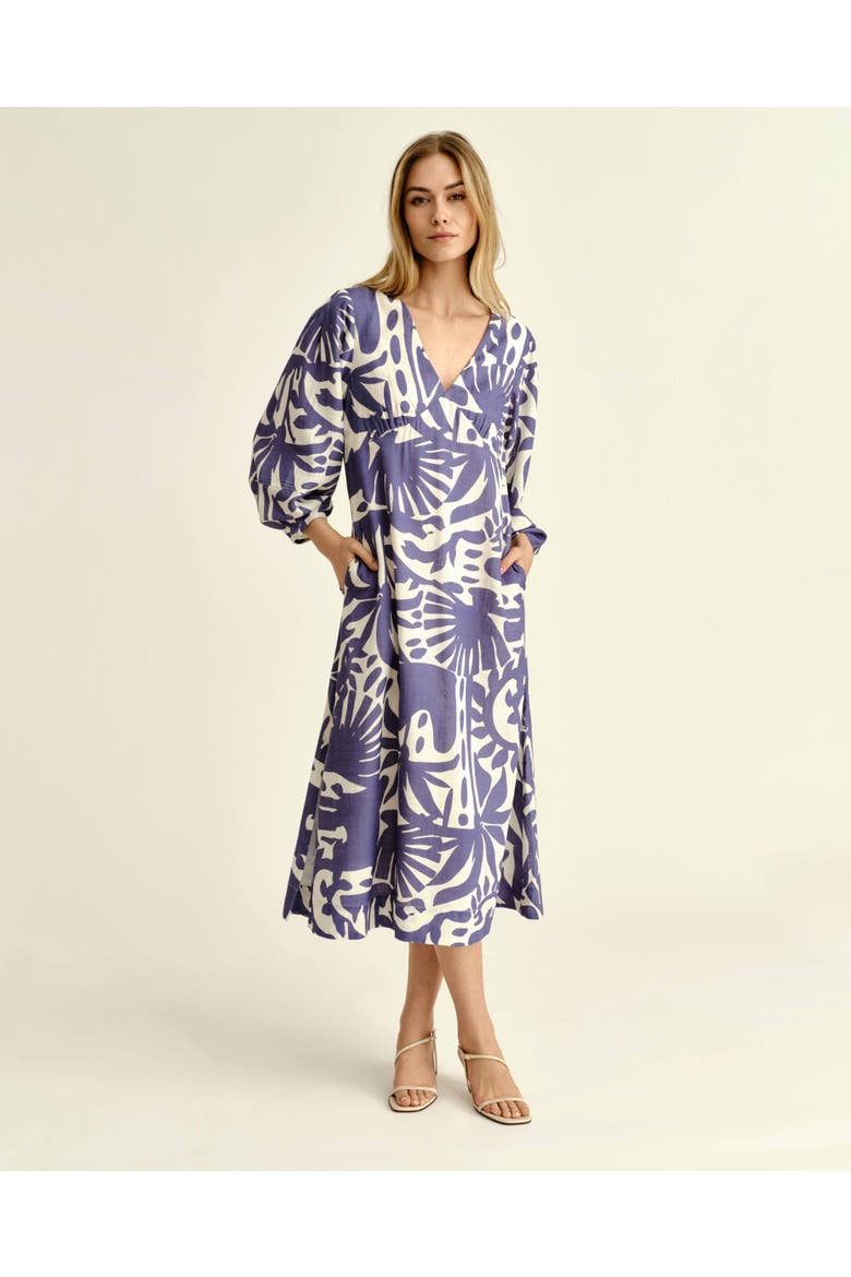 Dover Midi Linen Dress, Alternate, color, Coastal Indigo