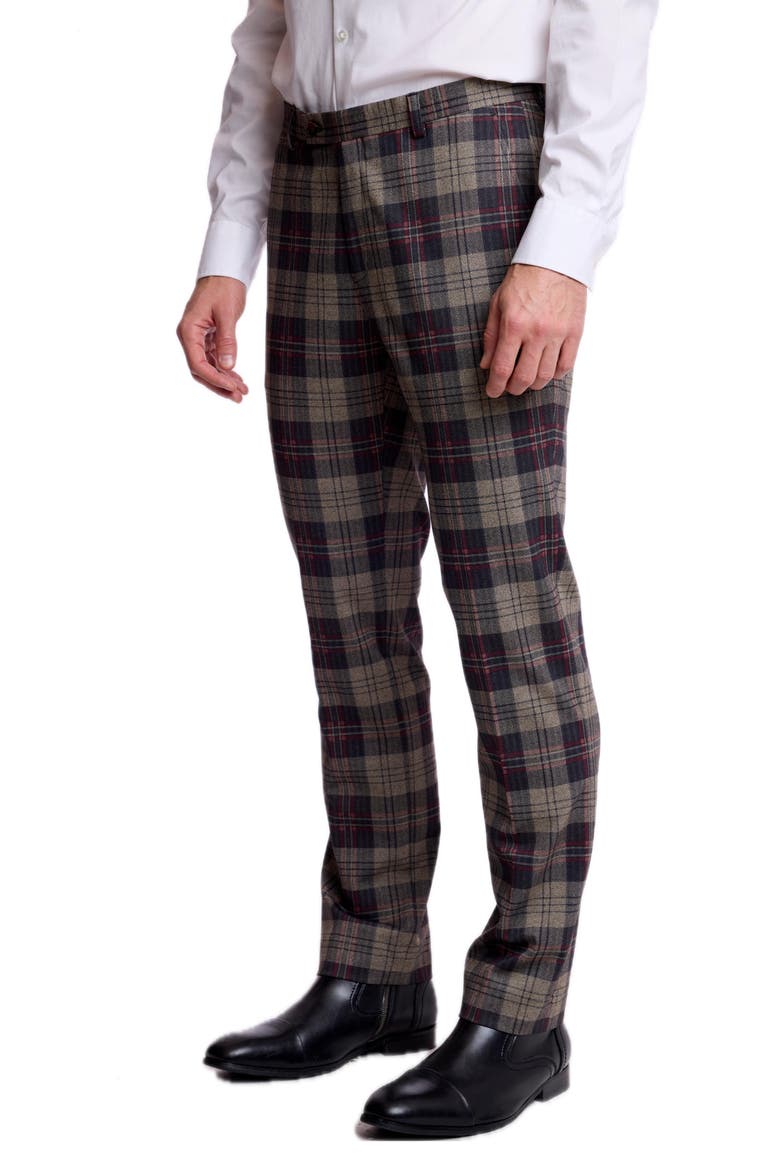Downing Slim Fit Plaid Pants, Alternate, color, BLK BG RED HB KNIT PLAID