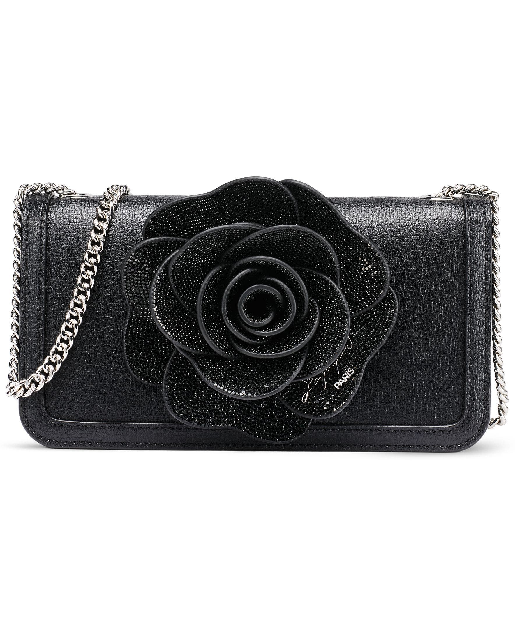 Kosette Flower Applique Crossbody, Main, color, Black/Silver
