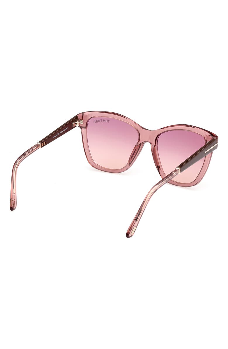 TOM FORD Lucia 54mm Gradient Square Sunglasses, Alternate, color, Pink Brown / T Logo