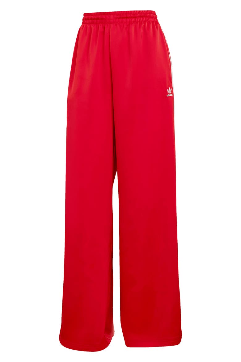 Wide Leg Satin Track Pants, Alternate, color, BETTER SCARLET/ WHITE