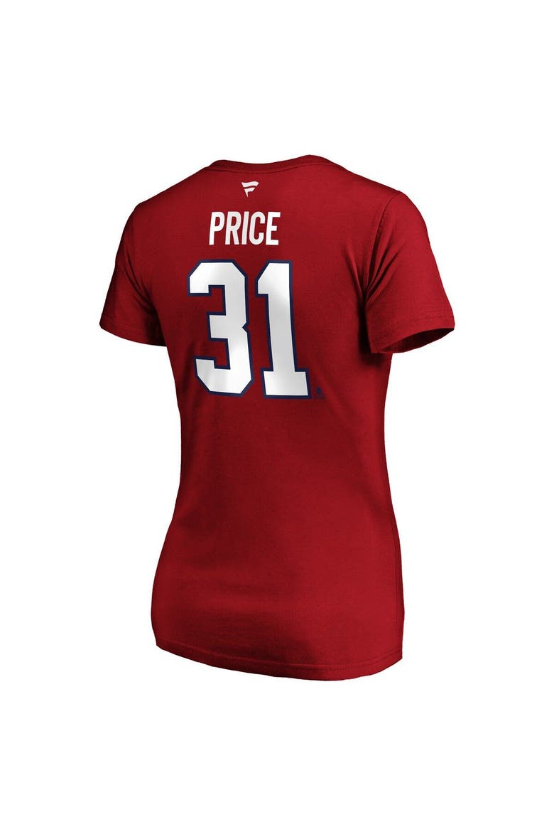 Women's Fanatics Branded Carey Price Red Montreal Canadiens Authentic Stack Name & Number V-Neck T-Shirt, Alternate, color, Red