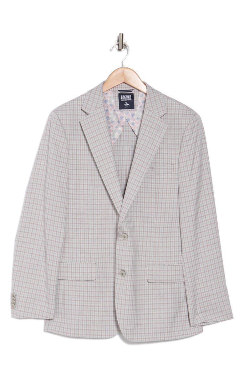 Original Penguin Check Two-Button Blazer, Alternate, color, Light Grey/ Pink