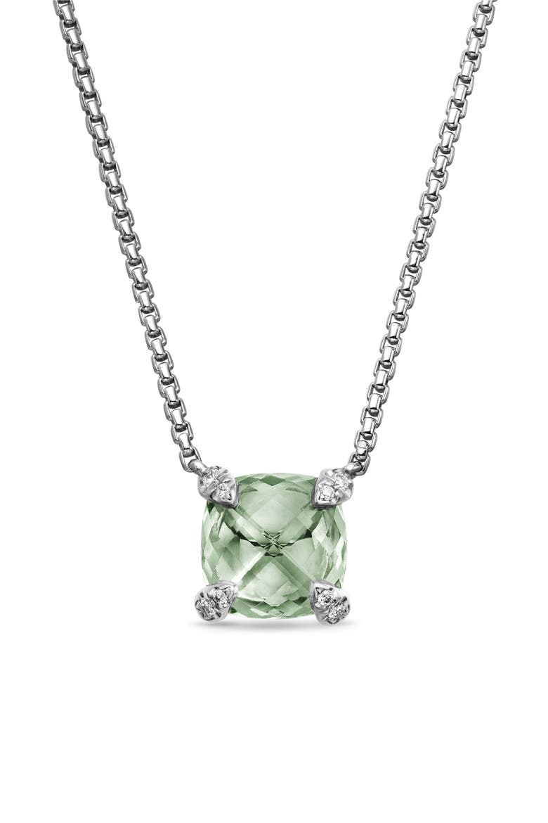Chatelaine® Pendant Necklace with Diamonds, Main, color, PRASIOLITE