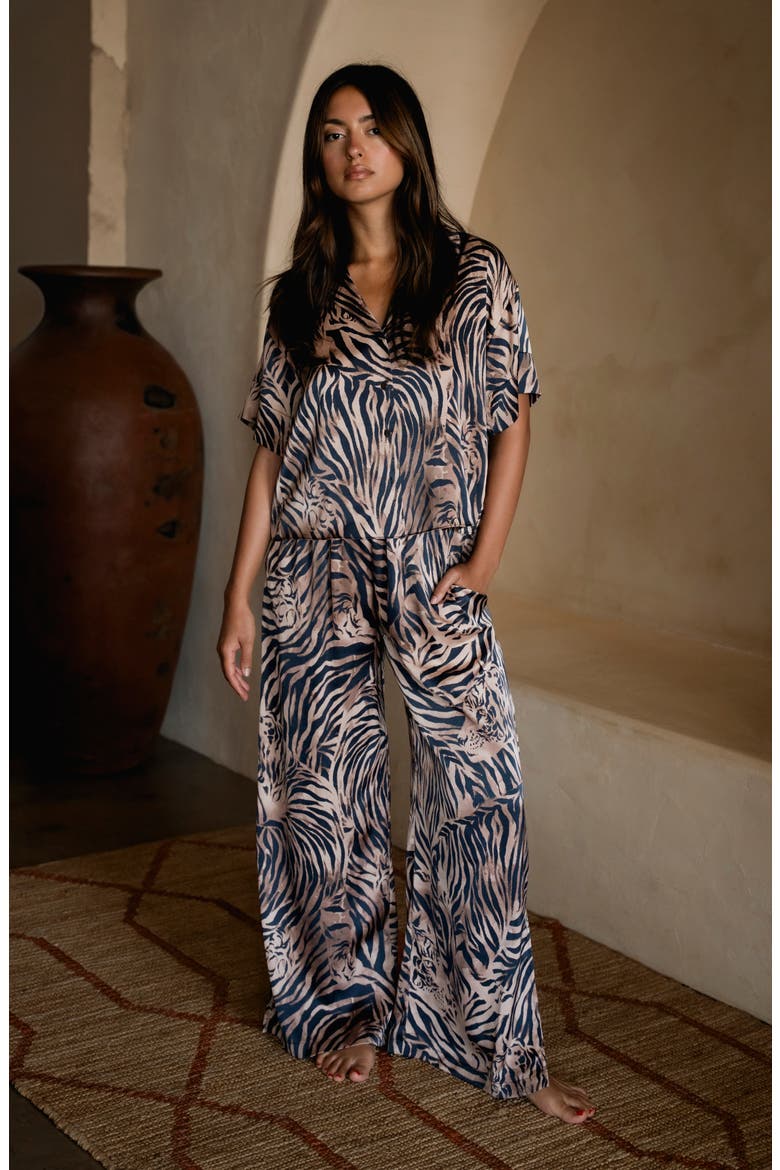 Tiger Print Satin Pajamas, Alternate, color, HIDDEN CAT