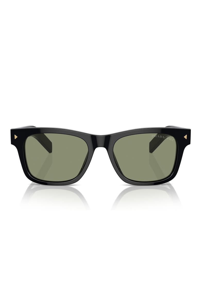 54mm Polarized Rectangular Sunglasses, Main, color, BLACK