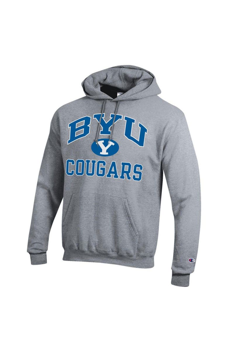 Champion Men's Champion Heather Gray BYU Cougars High Motor Pullover Hoodie, Alternate, color, 
